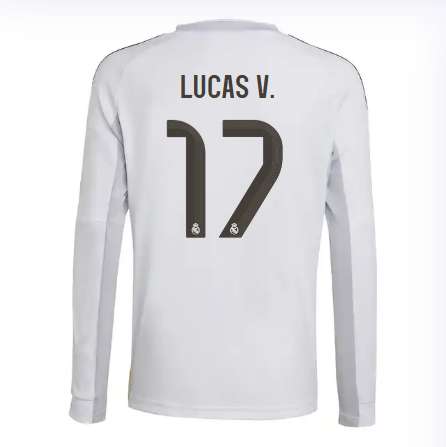 Real Madrid youth home long sleeve jersey 2526 white – lucas v. – 17 Kits - Authentic Fan Merchandise