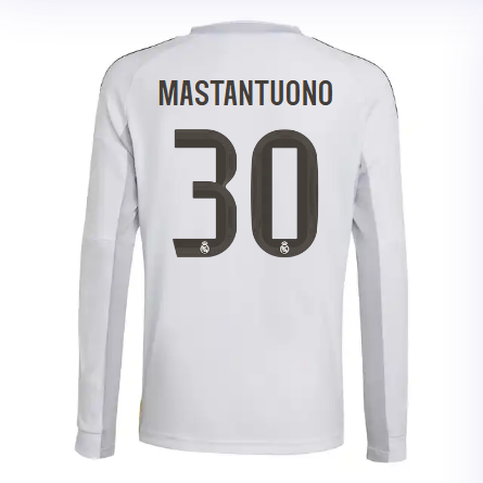 Real Madrid youth home long sleeve jersey 2526 white – mastantuono – 30 Kits - Authentic Fan Merchandise