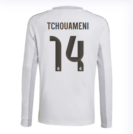 Real Madrid youth home long sleeve jersey 2526 white – tchouameni – 14 Kits - Authentic Fan Merchandise