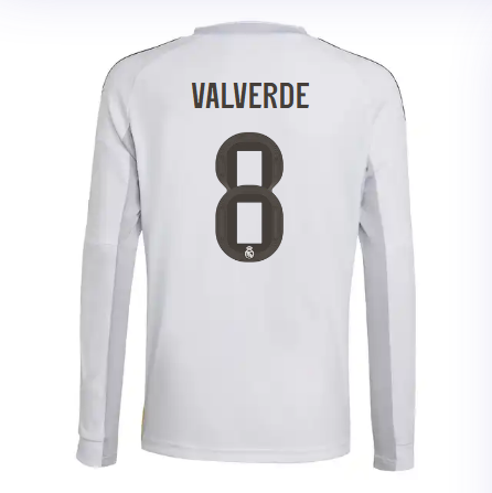 Real Madrid youth home long sleeve jersey 2526 white – valverde – 8 Kits - Authentic Fan Merchandise