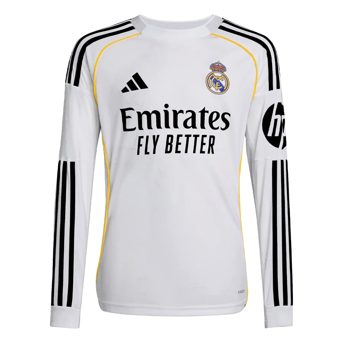 Real Madrid youth home long sleeve jersey 2526 white with individual print Kits - Authentic Fan Merchandise