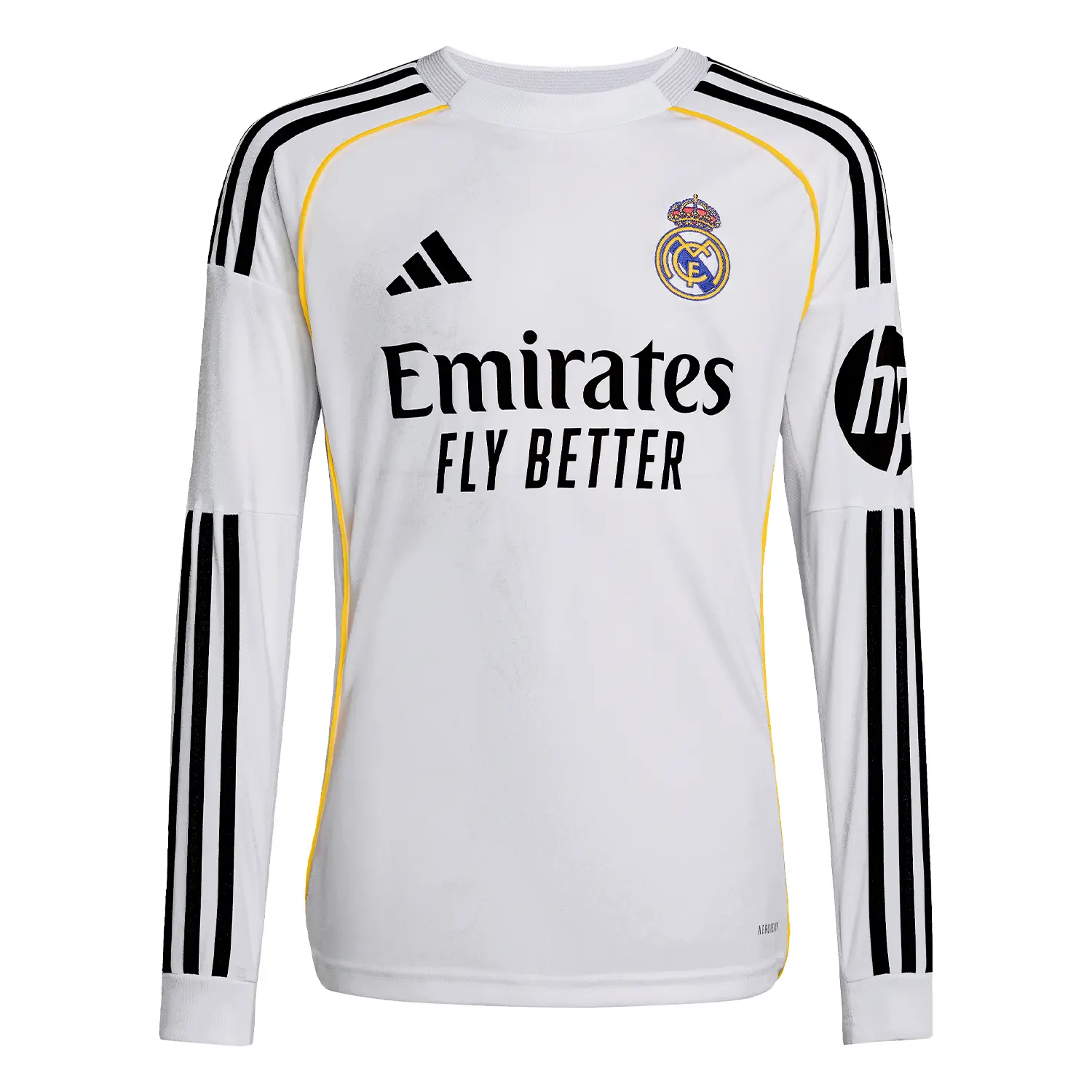 Real Madrid youth home long sleeve jersey 2526 white with individual print Kits - Authentic Fan Merchandise