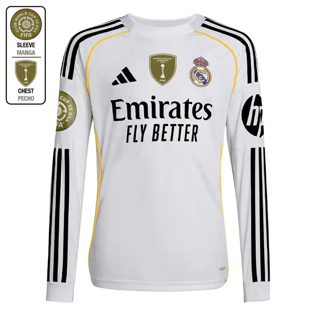 Real Madrid youth home long-sleeved jersey 2526 white – club world cup  intercontinental Kits - Authentic Fan Merchandise