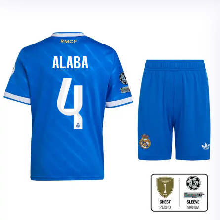 Real Madrid youth third jersey 2526 blue – alaba – 4 – champions league  intercontinental Kits - Authentic Fan Merchandise