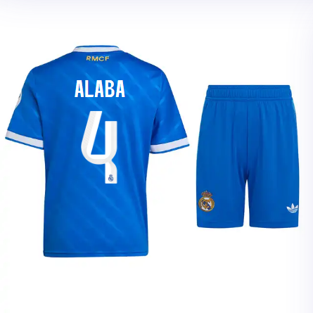 Real Madrid youth third jersey 2526 blue – alaba – 4 Kits - Authentic Fan Merchandise