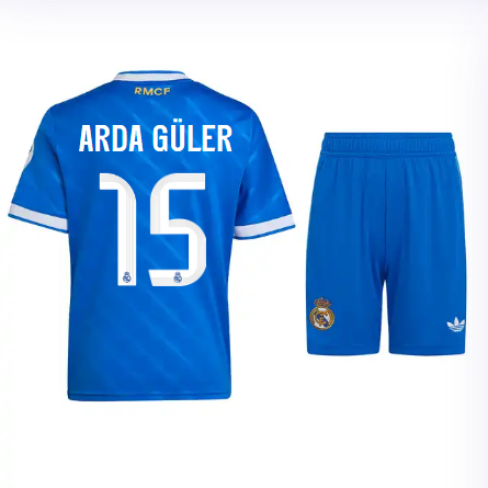 Real Madrid youth third jersey 2526 blue – arda güler – 15 Kits - Authentic Fan Merchandise