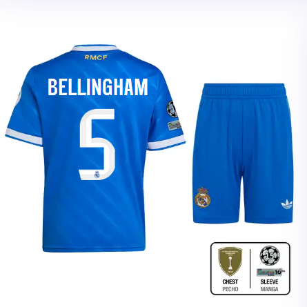 Real Madrid youth third jersey 2526 blue – bellingham – 5 – champions league  intercontinental Kits - Authentic Fan Merchandise