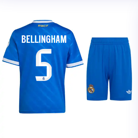 Real Madrid youth third jersey 2526 blue – bellingham – 5 Kits - Authentic Fan Merchandise