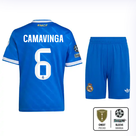 Real Madrid youth third jersey 2526 blue – camavinga – 6 – champions league  intercontinental Kits - Authentic Fan Merchandise