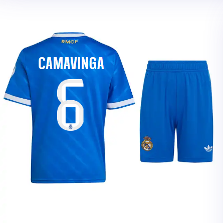 Real Madrid youth third jersey 2526 blue – camavinga – 6 Kits - Authentic Fan Merchandise