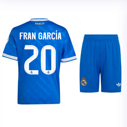 Real Madrid youth third jersey 2526 blue – fran garcía – 20 Kits - Authentic Fan Merchandise