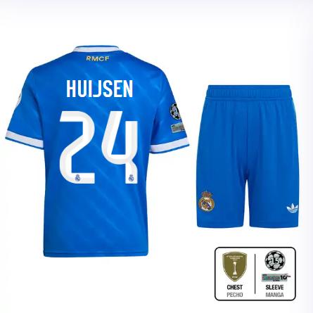 Real Madrid youth third jersey 2526 blue – huijsen – 24 – champions league  intercontinental Kits - Authentic Fan Merchandise