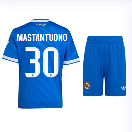 Real Madrid youth third jersey 2526 blue – mastantuono – 30 Kits - Authentic Fan Merchandise