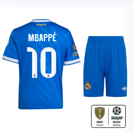 Real Madrid youth third jersey 2526 blue – mbappé – 10 – champions league  intercontinental Kits - Authentic Fan Merchandise