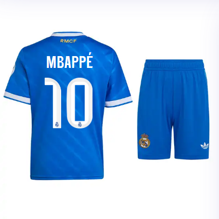 Real Madrid youth third jersey 2526 blue – mbappé – 10 Kits - Authentic Fan Merchandise