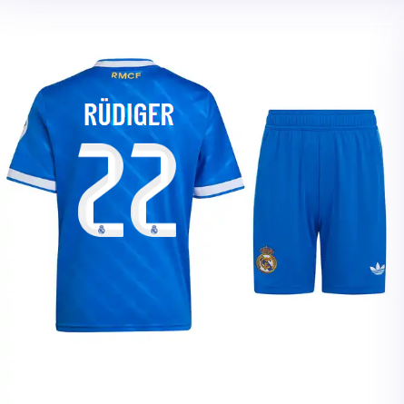 Real Madrid youth third jersey 2526 blue – rüdiger – 22 Kits - Authentic Fan Merchandise