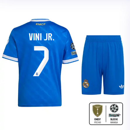 Real Madrid youth third jersey 2526 blue – vini jr. – 7 – champions league  intercontinental Kits - Authentic Fan Merchandise