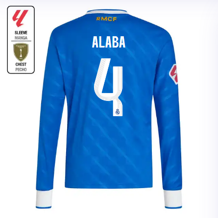 Real Madrid youth third long sleeve jersey 2526 blue – alaba – 4 – la liga  intercontinental Kits - Authentic Fan Merchandise