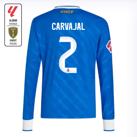Real Madrid youth third long sleeve jersey 2526 blue – carvajal – 2 – la liga  intercontinental Kits - Authentic Fan Merchandise