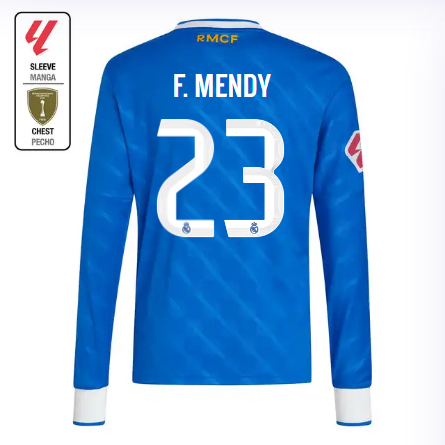 Real Madrid youth third long sleeve jersey 2526 blue – f. mendy – 23 – la liga  intercontinental Kits - Authentic Fan Merchandise