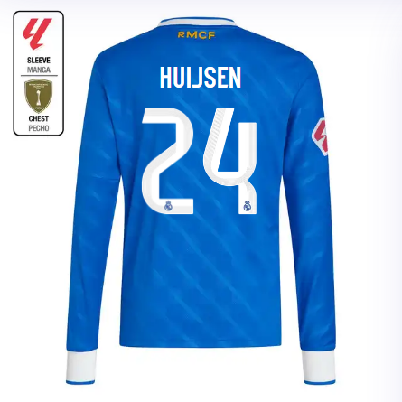 Real Madrid youth third long sleeve jersey 2526 blue – huijsen – 24 – la liga  intercontinental Kits - Authentic Fan Merchandise