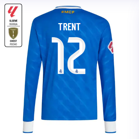 Real Madrid youth third long sleeve jersey 2526 blue – trent – 12 – la liga  intercontinental Kits - Authentic Fan Merchandise