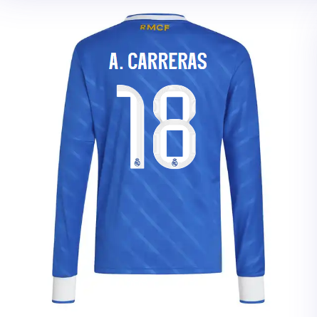 Real Madrid youth third long sleeve jersey jersey 2526 blue – a. carreras – 18 Kits - Authentic Fan Merchandise