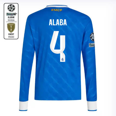 Real Madrid youth third long sleeve jersey jersey 2526 blue – alaba – 4 – champions league  intercontinental Kits - Authentic Fan Merchandise