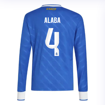 Real Madrid youth third long sleeve jersey jersey 2526 blue – alaba – 4 Kits - Authentic Fan Merchandise
