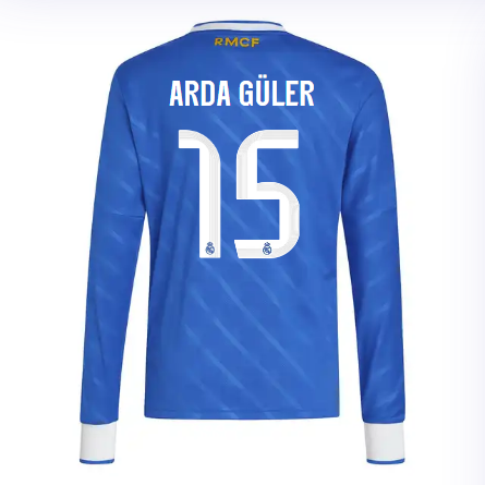 Real Madrid youth third long sleeve jersey jersey 2526 blue – arda güler – 15 Kits - Authentic Fan Merchandise