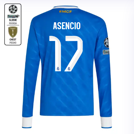 Real Madrid youth third long sleeve jersey jersey 2526 blue – asencio – 17 – champions league  intercontinental Kits - Authentic Fan Merchandise