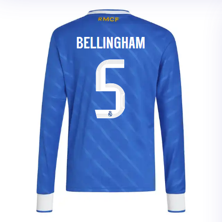 Real Madrid youth third long sleeve jersey jersey 2526 blue – bellingham – 5 Kits - Authentic Fan Merchandise