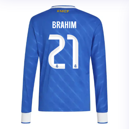 Real Madrid youth third long sleeve jersey jersey 2526 blue – brahim – 21 Kits - Authentic Fan Merchandise