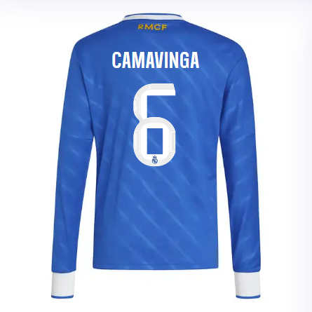 Real Madrid youth third long sleeve jersey jersey 2526 blue – camavinga – 6 Kits - Authentic Fan Merchandise