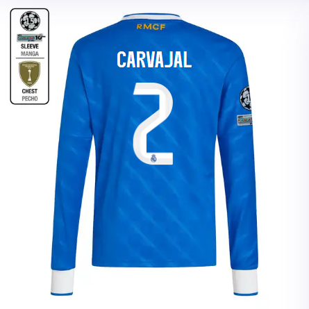 Real Madrid youth third long sleeve jersey jersey 2526 blue – carvajal – 2 – champions league  intercontinental Kits - Authentic Fan Merchandise