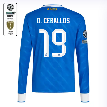 Real Madrid youth third long sleeve jersey jersey 2526 blue – d. ceballos – 19 – champions league  intercontinental Kits - Authentic Fan Merchandise