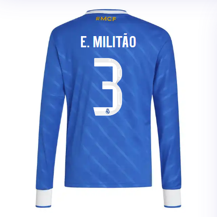 Real Madrid youth third long sleeve jersey jersey 2526 blue – e. militão – 3 Kits - Authentic Fan Merchandise