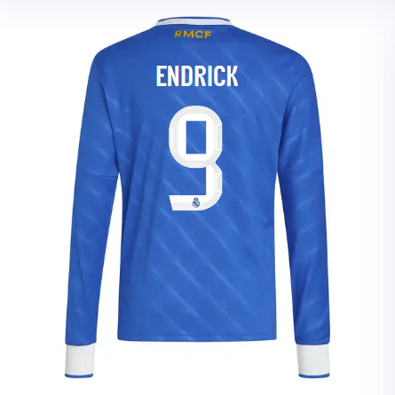 Real Madrid youth third long sleeve jersey jersey 2526 blue – endrick – 9 Kits - Authentic Fan Merchandise