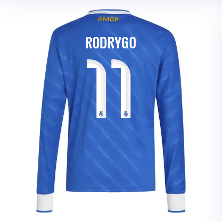 Real Madrid youth third long sleeve jersey jersey 2526 blue – rodrygo – 11 Kits - Authentic Fan Merchandise