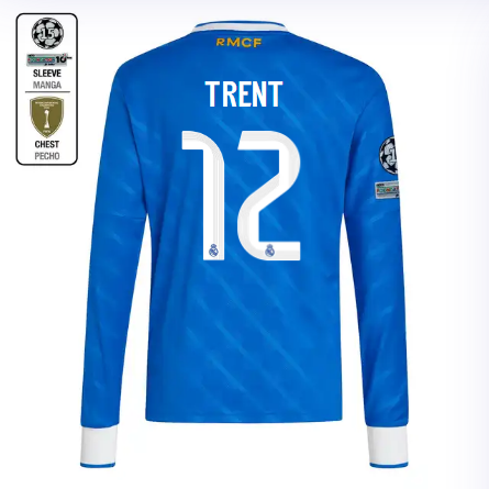 Real Madrid youth third long sleeve jersey jersey 2526 blue – trent – 12 – champions league  intercontinental Kits - Authentic Fan Merchandise