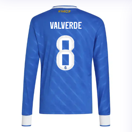 Real Madrid youth third long sleeve jersey jersey 2526 blue – valverde – 8 Kits - Authentic Fan Merchandise