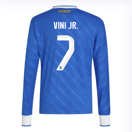 Real Madrid youth third long sleeve jersey jersey 2526 blue – vini jr. – 7 Kits - Authentic Fan Merchandise